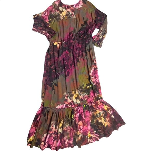 Soft Surroundings Floral Maxi Dress Womens L Long Sleeve Boho Fall Romantic - Picture 8 of 8